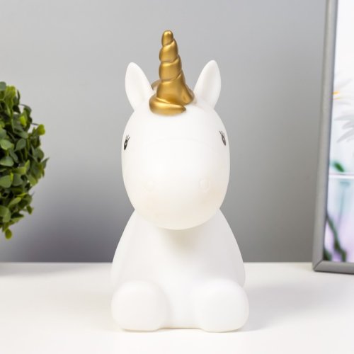 Настольный светильник "Единорог" от батареек Бело-золотой фото Настольный светильник "Единорог" от батареек Бело-золотой картинка